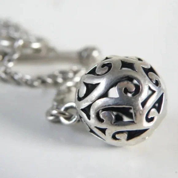 Silpada Simple Delight Sterling Silver Filigree Ball Lariat Chain Necklace N1619